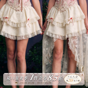 甜美少女感短款 法式 蕾丝半裙两穿小个子A字裙夏 花精灵 LaceMade