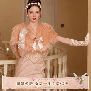 甜心淑女风设计感爱心环保皮草外套秋冬女 法式 LaceMade 桃心爱神