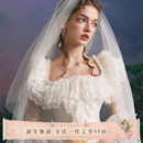 古董鱼骨轻婚纱法式 收藏款 复古重工礼服出门纱 坚韧之翼 LaceMade