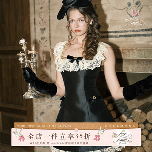 LaceMade 黄金夜曲 法式复古蕾丝赫本风小黑裙小个子连衣裙轻礼服
