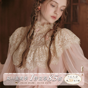 上衣衬衫 LaceMade 温柔千金风蕾丝高领长袖 法式 内搭女 暗恋桃花源