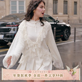 百搭针织开衫 LaceMade 白色外套女秋 慵懒风秋装 新款 月光手书 法式