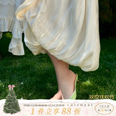 法式缎面光感花苞裙通勤