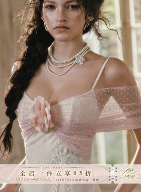 LaceMade 蕾丝花筵 法式浪漫仙女裙白色吊带蕾丝连衣裙短款夏季女
