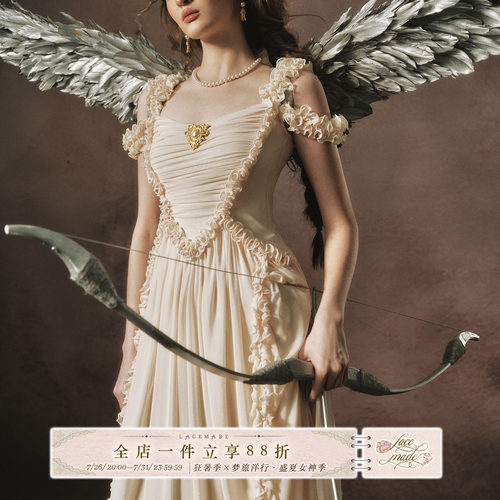 LaceMade 沙利叶天使 法式复古宫廷设计感白色连衣裙浪漫长裙夏女