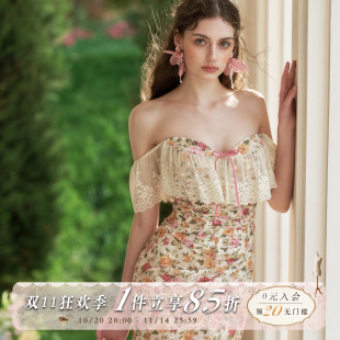 浪漫碎花蕾丝抹胸鱼骨上衣鱼尾半裙套装 法式 摩洛哥花园 LaceMade