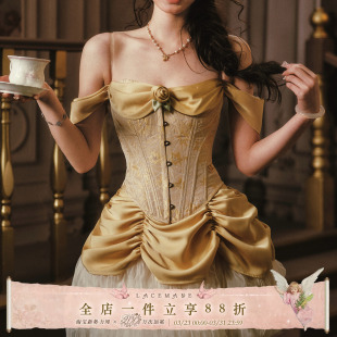 公主系列重工设计感鱼骨胸衣上衣半裙套装 法式 秋香公主 LaceMade