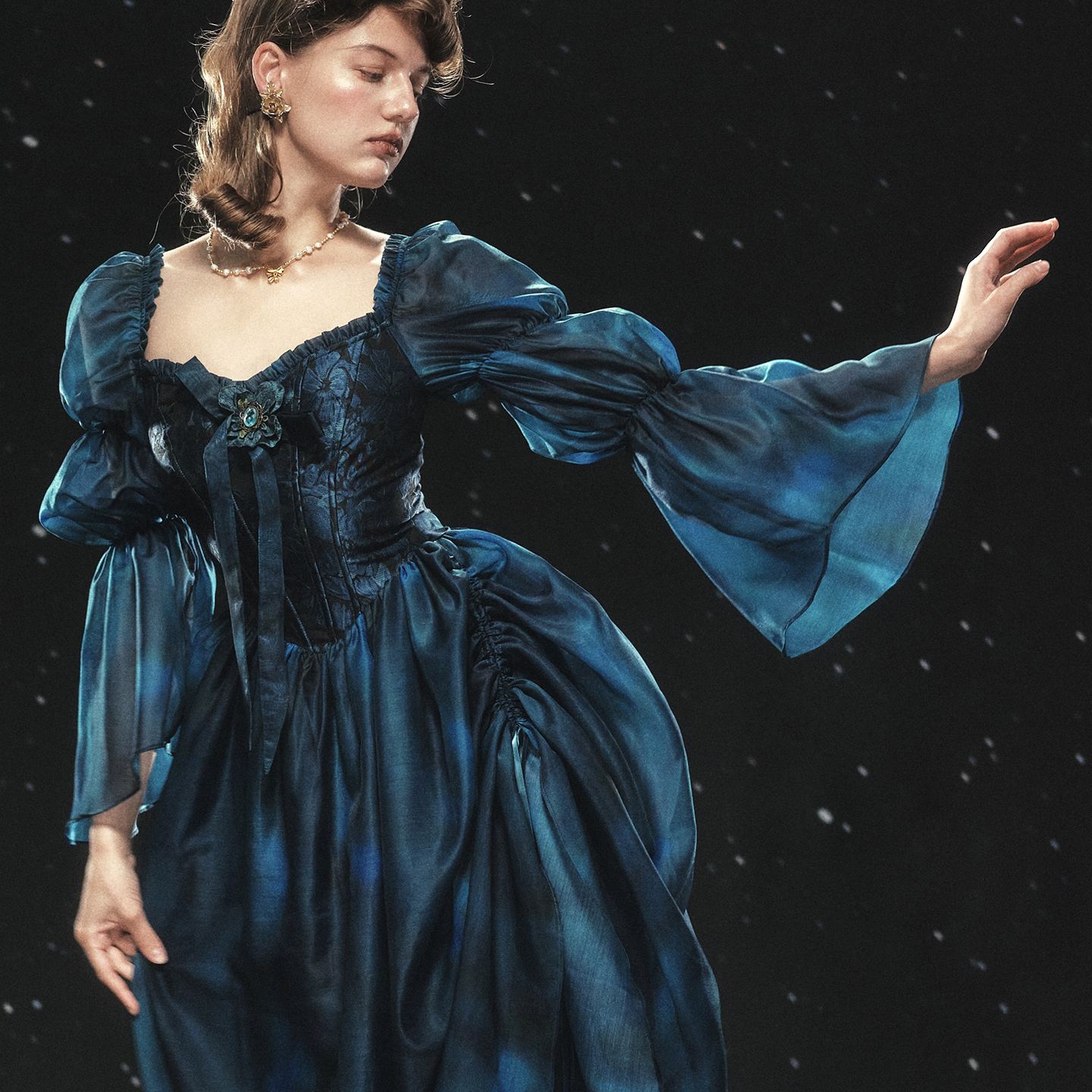 LaceMade 海伦娜闪蝶 法式重工收藏款礼服宫廷风氛围感纱裙连衣裙