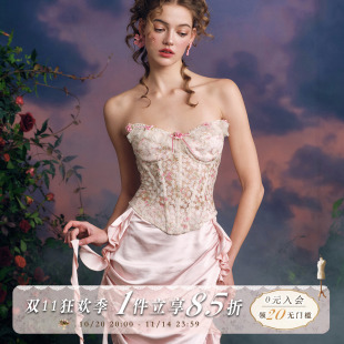 仙女重工蕾丝抹胸鱼骨胸衣上衣半裙套装 法式 繁星花洛莉 LaceMade