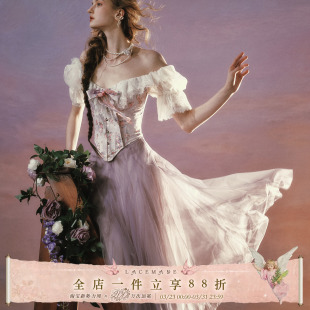 维多利亚风设计感鱼骨胸衣上衣纱裙套装 法式 女 星黛童话 LaceMade