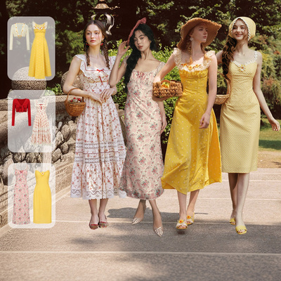 LaceMade蕾诗莓 小橙子/蔷薇音乐盒/小雏菊/红石榴 连衣裙套装夏
