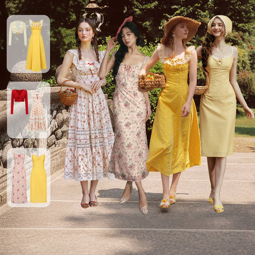 LaceMade蕾诗莓 小橙子/蔷薇音乐盒/小雏菊/红石榴 连衣裙套装夏