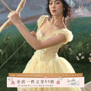 LaceMade 花花射手 法式春日仙女风蓬蓬裙演出服鱼骨收腰生日裙