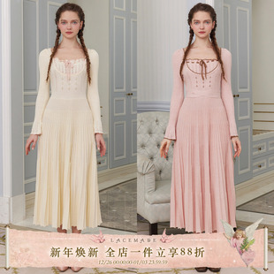 大摆打底内搭长款 LaceMade 重工针织修身 法式 连衣裙冬 弥仙三重奏