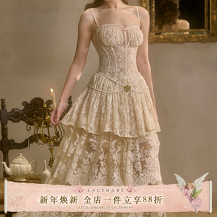 甜美重工蕾丝吊带连衣裙半裙套装 法式 三穿夏 月光圆舞曲 LaceMade