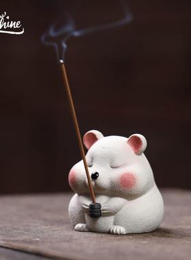 宜兴紫砂茶宠老鼠摆件雕塑手工