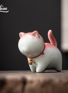 萌小猫可爱茶宠可养小摆设陶瓷
