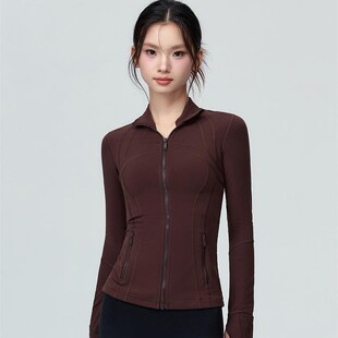 显瘦秋冬健身上衣 修身 lu同款 瑜伽服女立领运动外套跑步训练长袖