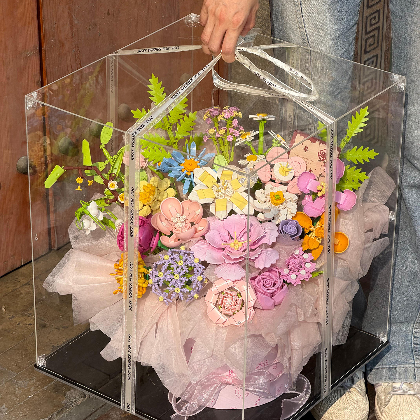 永生积木花束展示盒拼装一整套手工DIY材料包送女生闺蜜生日礼物