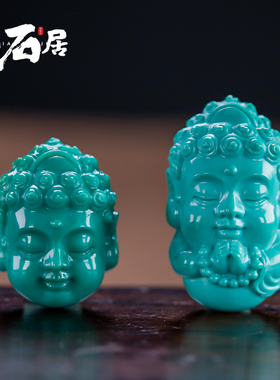 巧石居湖北十堰天然原矿绿松石宝宝佛雕件吊坠配饰diy绿松石配件