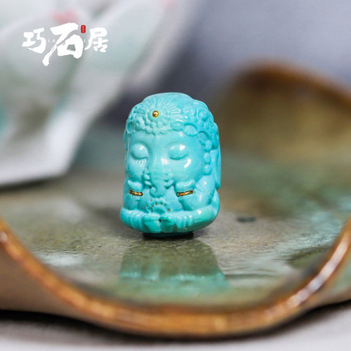 原矿绿松石绿松象宝宝巧石居