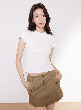 INRM 夏季纯棉白色紧身小短袖基础百搭短袖T恤显瘦上衣