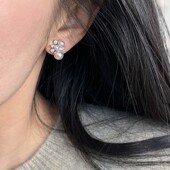 曼塔玫瑰 s999足银银针施家珍珠闪锆星星女简约氛围感耳钉