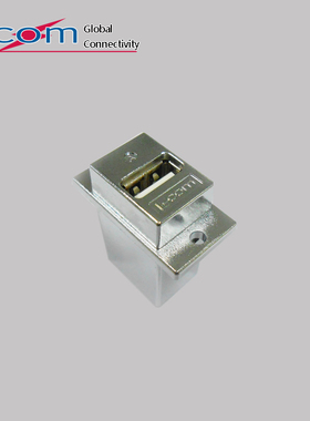 现货L-com诺通全屏蔽金属面板安装USB 转接头A口转A口ECF504-UAAS