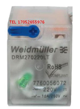 魏德米勒中间继电器DRM270220LT带灯测试杆DC220V 10A 7760056072