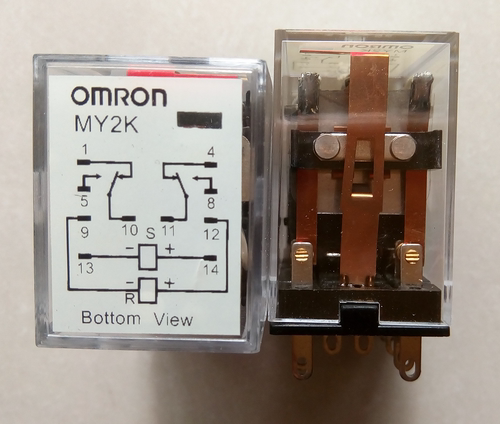 原装欧姆龙磁保持双线圈继电器 MY2K. 24VDC 12VDC 110VAC 交直流