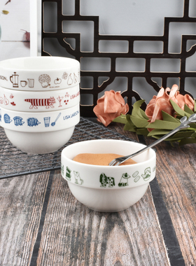 lisa larson条纹猫碗陶瓷烤碗甜品碗布丁圆形小碗日式卡通陶艺