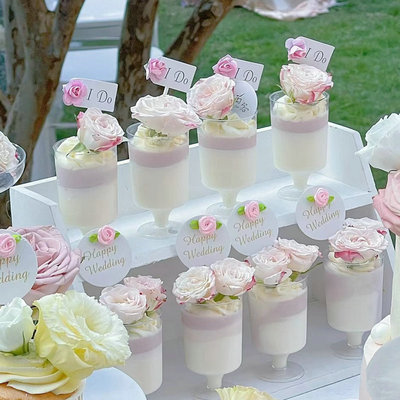 订婚宴插件粉色甜品台装饰布丁包装纸结婚推推乐贴纸纸杯蛋糕纸杯