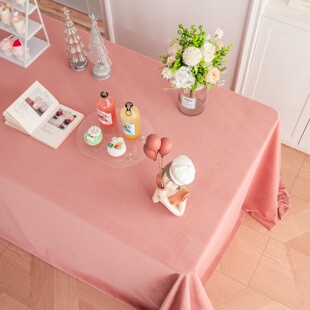 粉色茶歇摆台布沙龙会桌布美容院桌布高级感绒布桌布会议台布定制