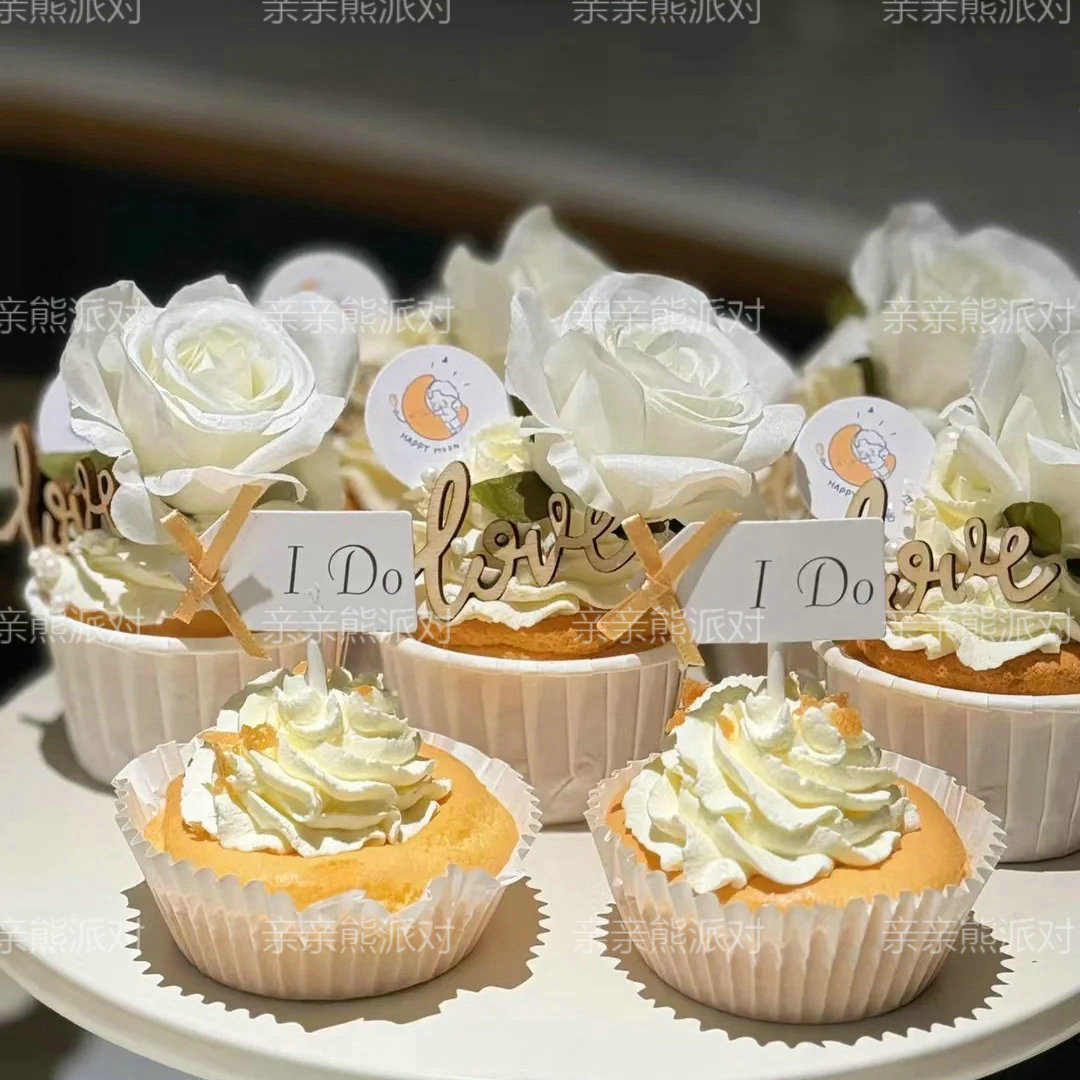 香槟色系宴会甜品台贴纸推推乐贴纸慕斯杯贴生日派对蛋糕装饰插件