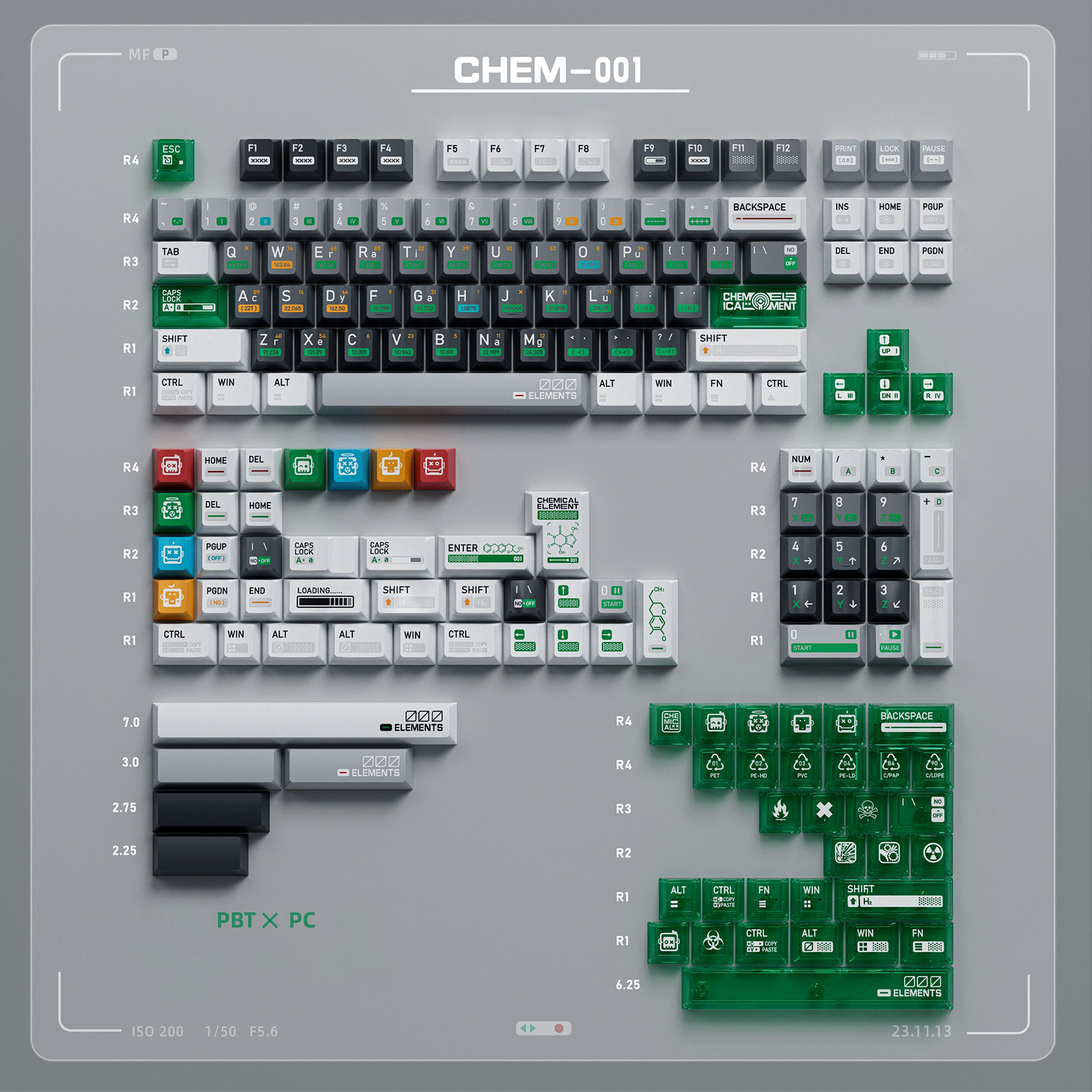 边界001化学键帽PC透明PBT