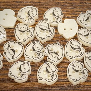 可爱线条猫咪树脂纽扣手工装饰饰品配件发夹鞋花diy手作材料扣子
