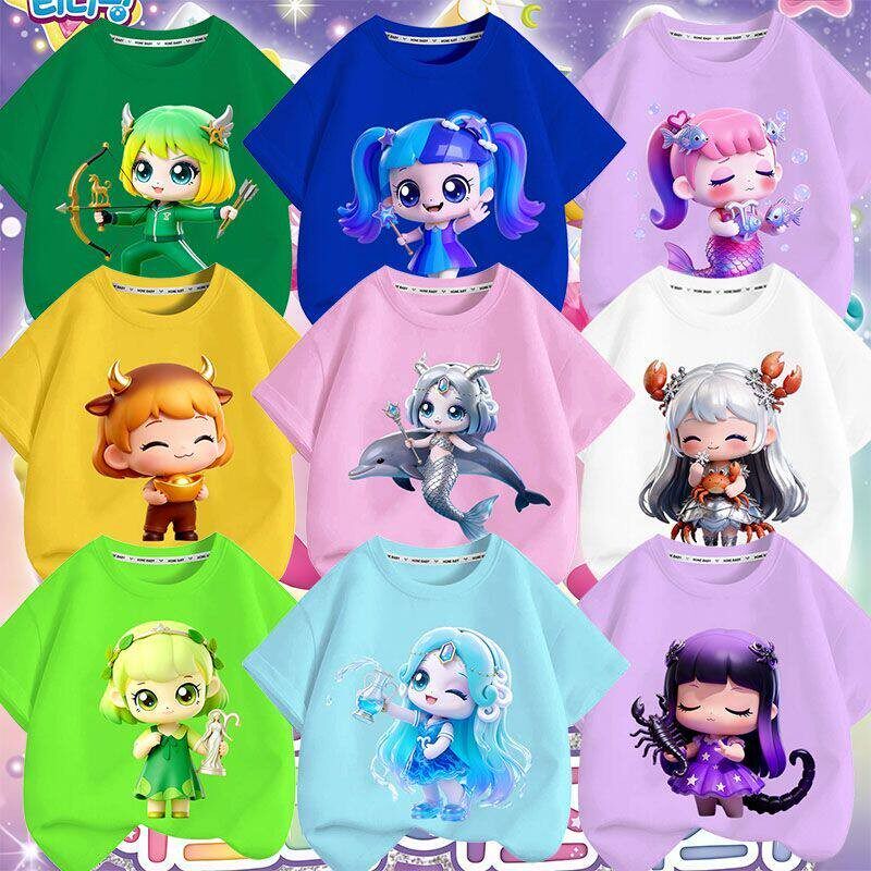 2026奇妙萌可新款圆领短袖爆款100%纯棉t恤中小童可爱上衣女童夏