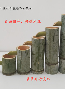 竹子流水器高竹筒加水器水循环摆件庭院手工景观自由组合竹杆组件