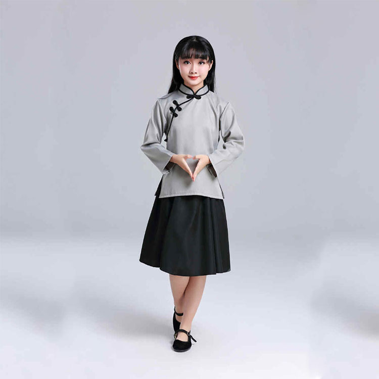 儿童民国风演出服女童立领盘扣合