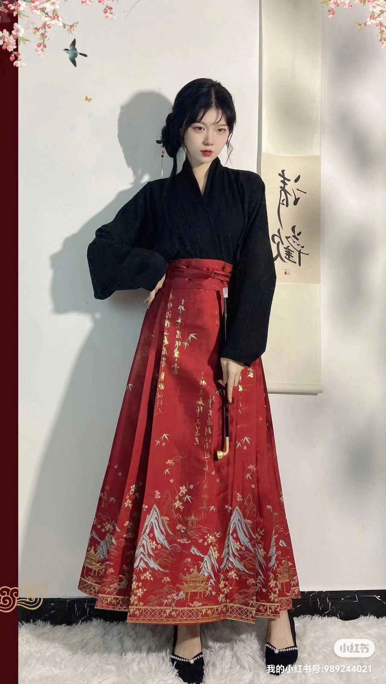 원래 명나라 GAOLIANG 여성을 위한 새로운 중국식 말얼굴 드레스 화려한 직조 금색 메이크업 민족 스타일의 일상복 LVH 친친 봄 옷