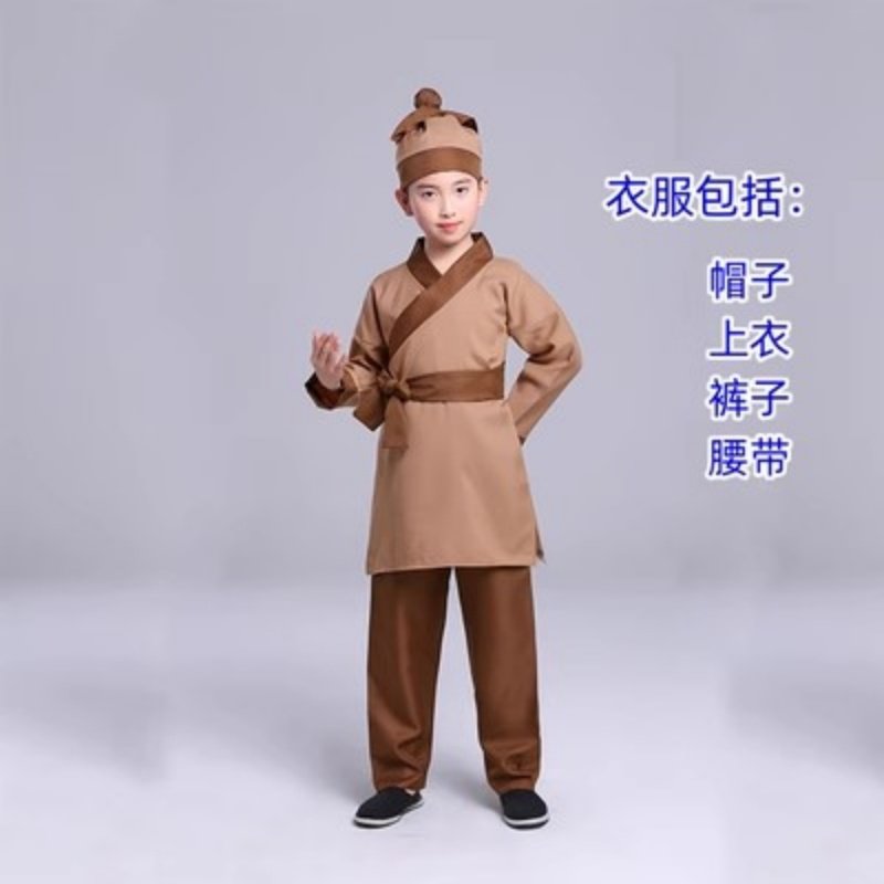 儿童古装古代演出服装大中小童民初宋朝茶馆汉服村民衣服男孩小二