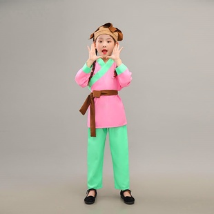 古装汉服儿童小二村民衣服男女童演出服装古代老百姓表演服套装