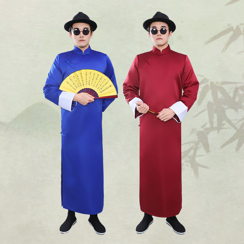 五四青年学生装男士长袍中式马褂