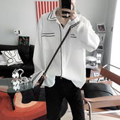 新款 复得先生原创香风拼边衬衫 男明线高级感潮流秋季 休闲气质衬衣