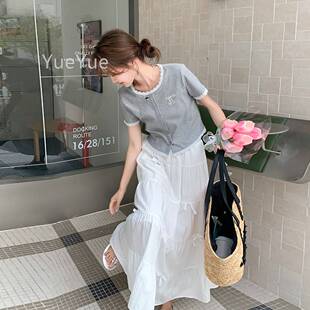 2025恤夏季 t女时尚 洋气蝶减龄GAM蝴结半身裙年流行两件套装 今 短袖