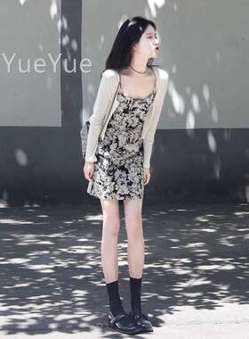 法式cic装碎花感吊带连衣裙DZ942套女夏高级甜辣小个h子秋季穿搭