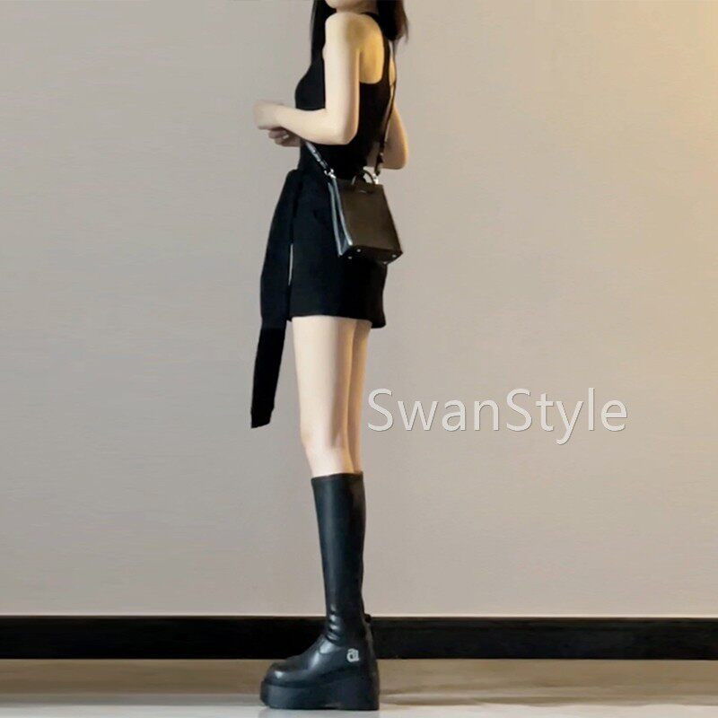 2025新款轻奢高感黑色吊带连裙子女装级C7L44517夏季小个子衣包臀