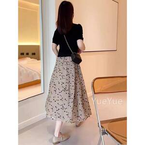 腰裙套气裙子装夏天20质24新款高级感连衣裙UAI微胖减龄女一整套