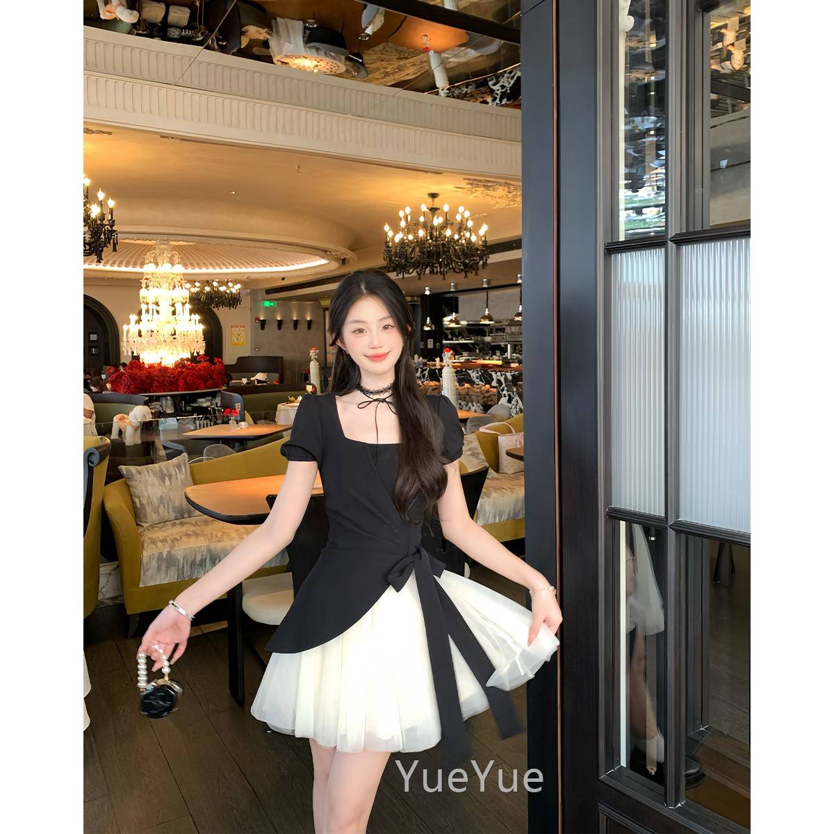 松本丧205新款B251Q059流行初夏穿搭蓬裙子绑带2收腰夏日绝美美连