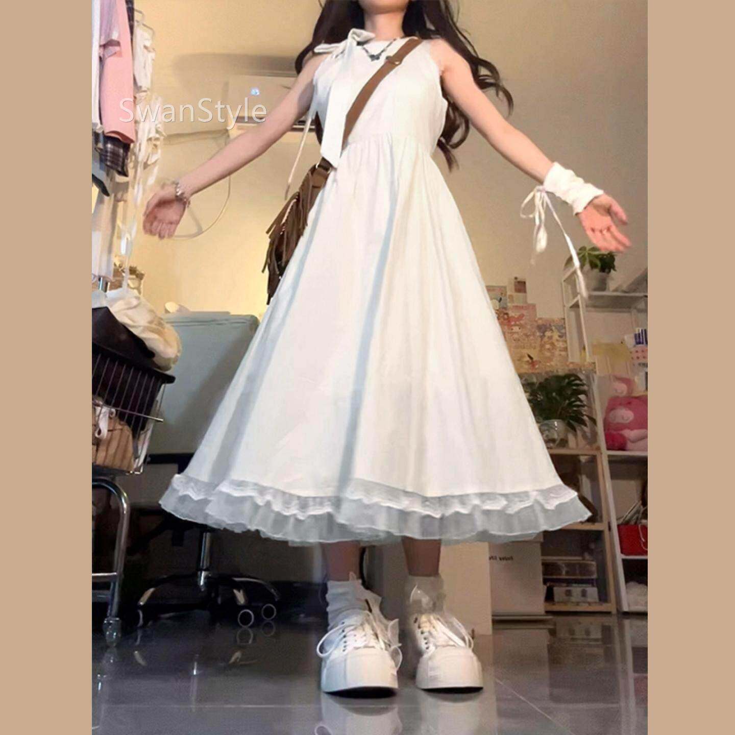 226新款学院风小个子白无袖吊带气连衣裙子女装C4L42305夏0季法式